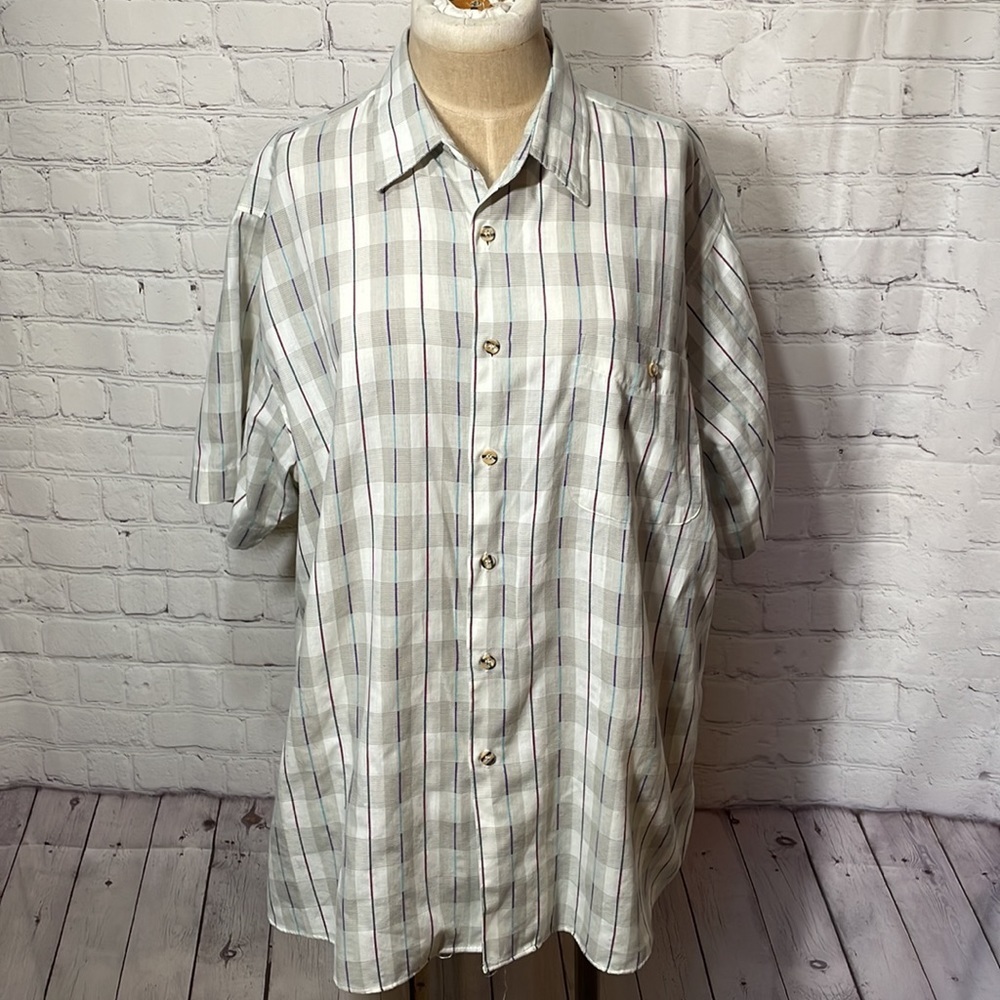 Vintage 90s Plaid Short Sleeve Button Up Shirt XL